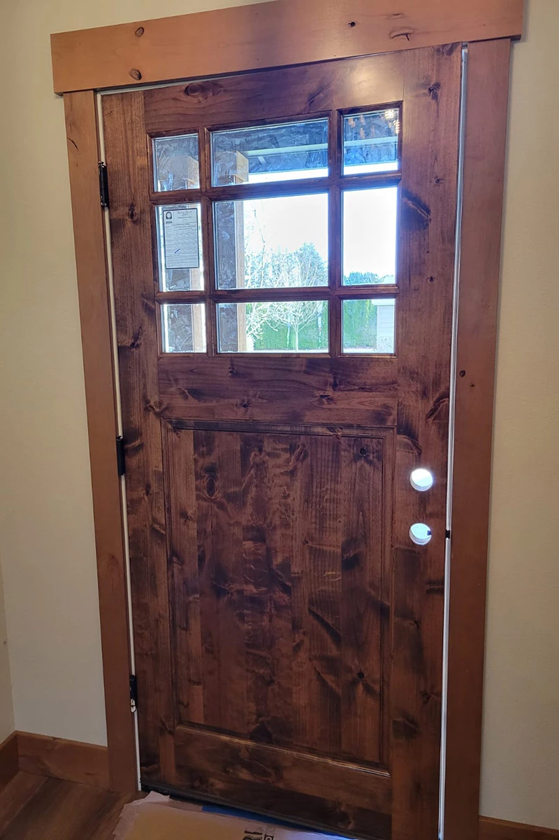 dark wooden door | sister siding