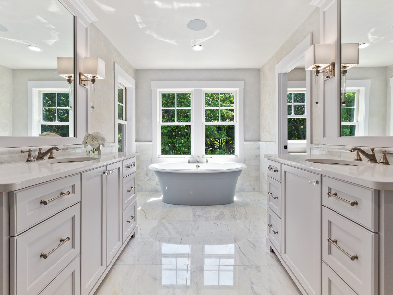 beautiful-bathroom-with-single-hung-windows-above-bath-tub